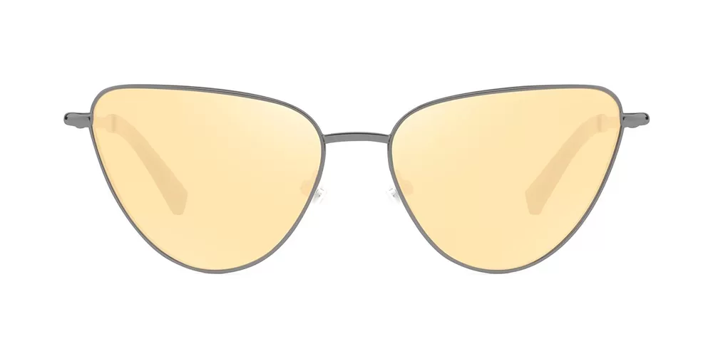 عینک آفتابی هاکرز مدل  Gun Metal Yellow Rounded Lulita